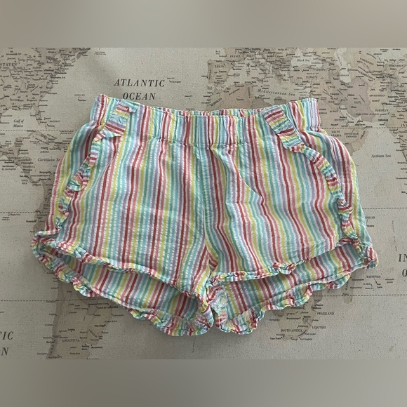 Crewcuts by JCrew Rainbow Seersucker Striped Shorts w/Ruffles Size 12 - Picture 1 of 4